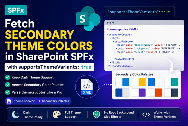 How to Fetch Secondary Theme Colors in SPFx with supportsThemeVariants: true